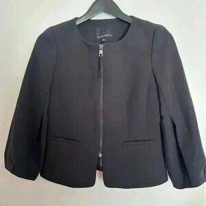 Banana Republic Black Jacket Puff Sleeve Full Zip Pockets Business Women's 0